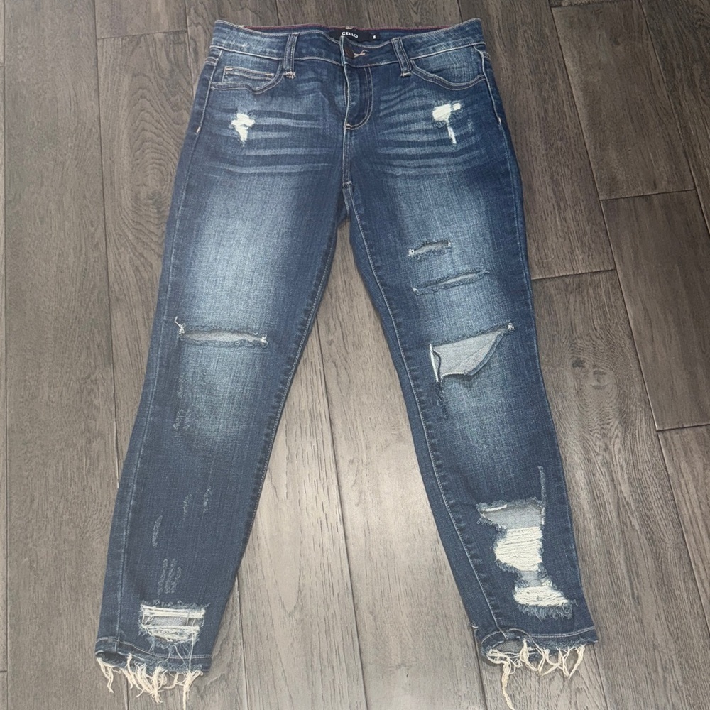Cello women’s Dark Blue Distressed skinny Jeans